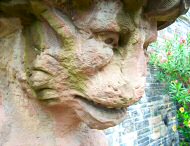 close-up of gargoyle face at Casa Loma Castle, Toronto, CANADA